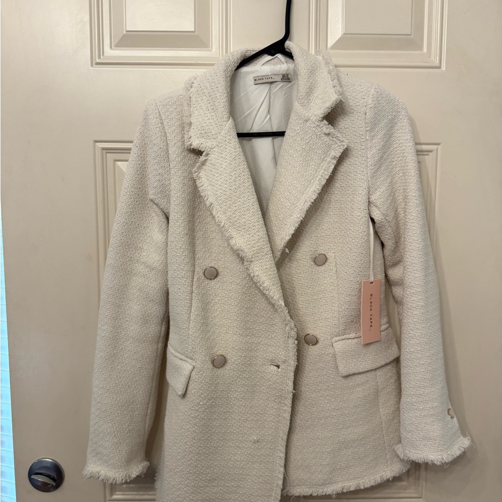 White Textured Women's Coat